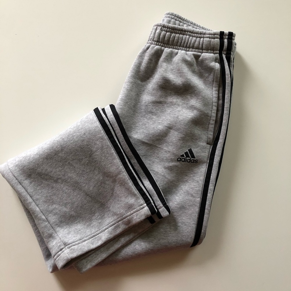 Men’s Gray 3 Stripe Adidas Sweatpants